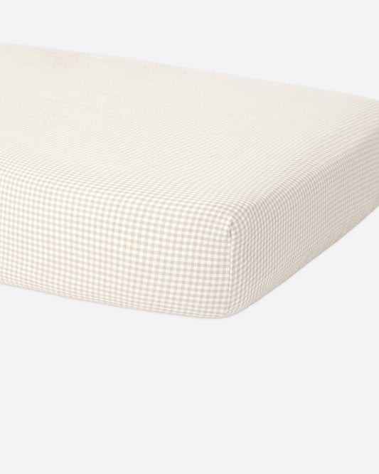 Quincy Mae Bamboo Crib Sheet - Oat Gingham