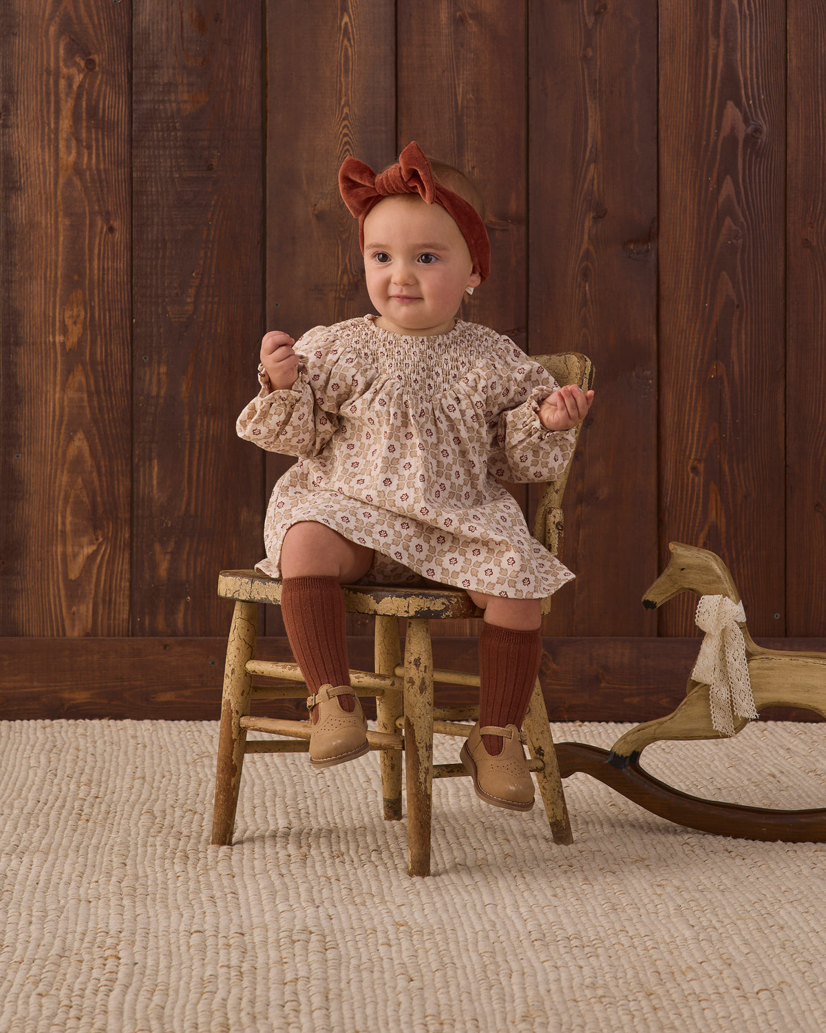 Quincy Mae V Smocked Dress - Winter Rose