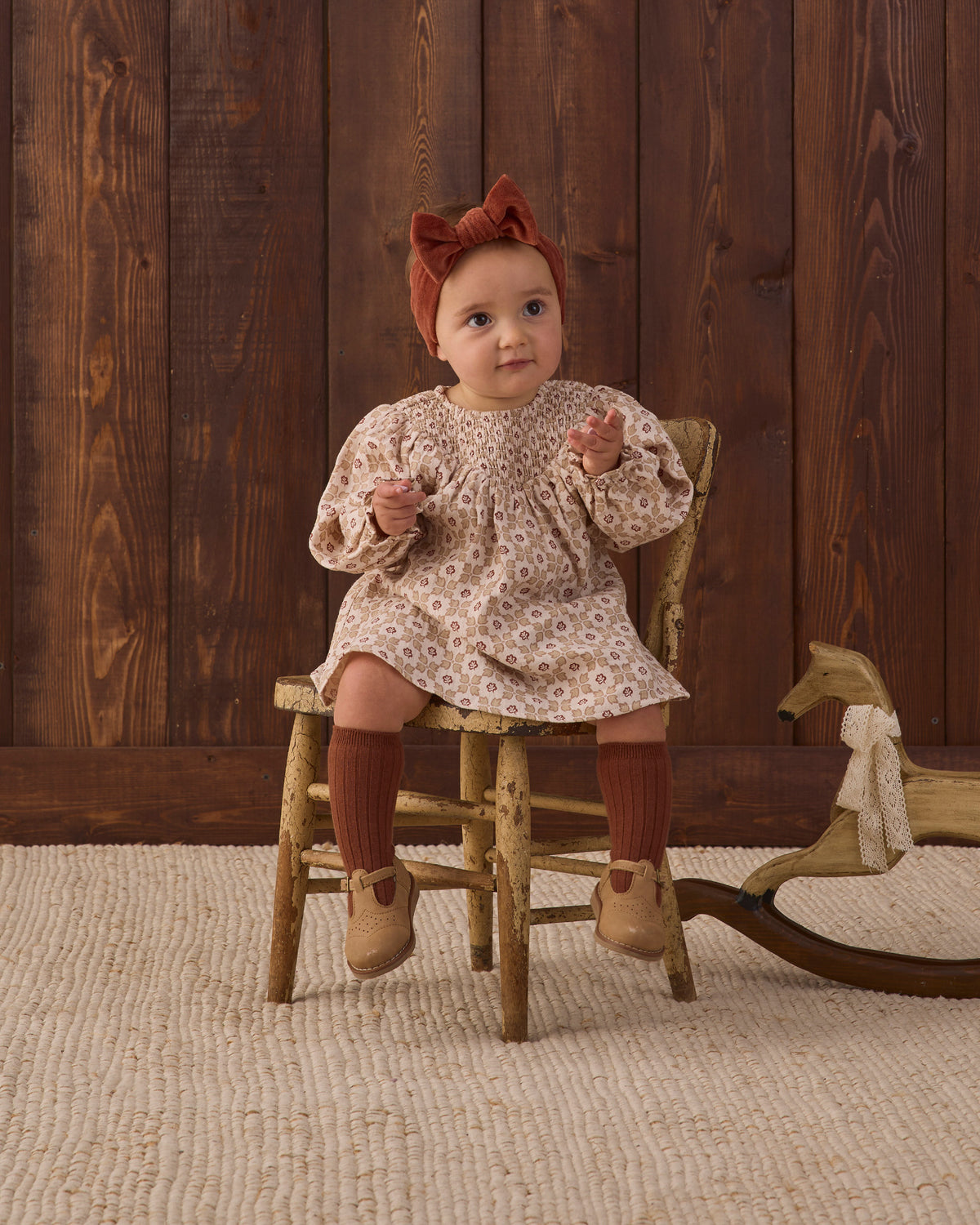 Quincy Mae Velour Bow Headband - Redwood