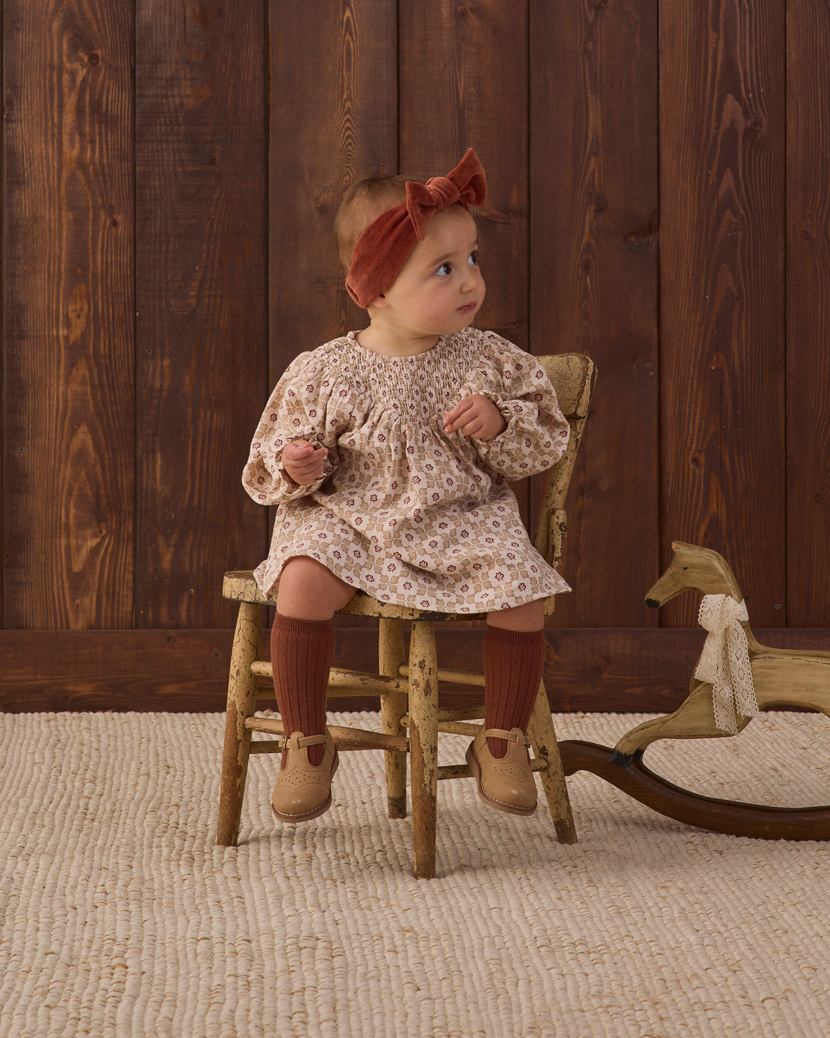 Quincy Mae V Smocked Dress - Winter Rose