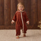 Quincy Mae Velour Zip Jumpsuit - Redwood