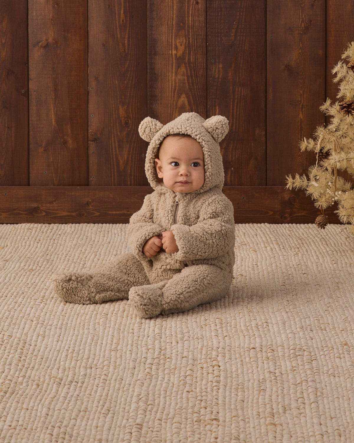 Quincy Mae Bear Jumpsuit - Latte