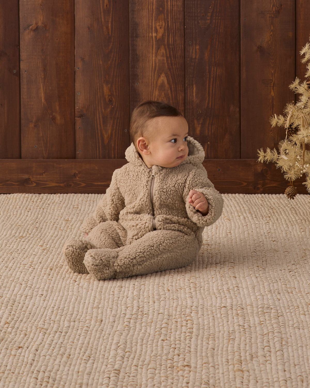Quincy Mae Bear Jumpsuit - Latte