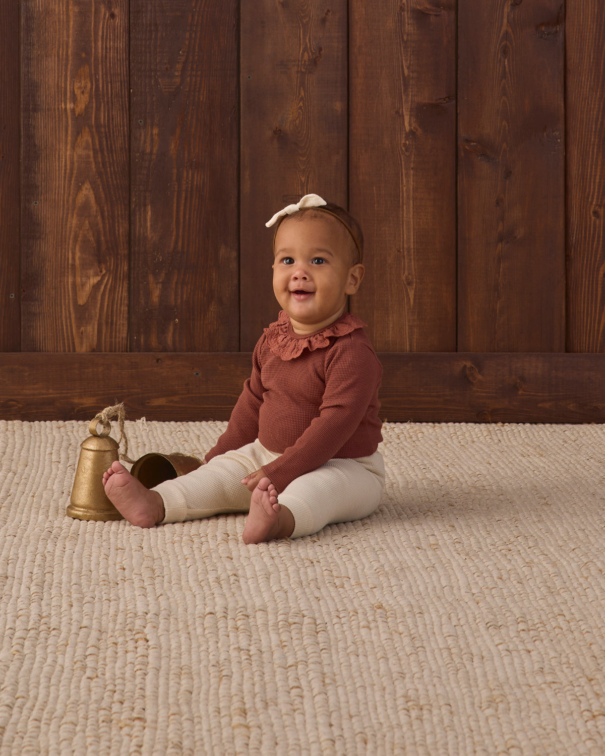 Quincy Mae Ruffle Collar Bodysuit - Redwood