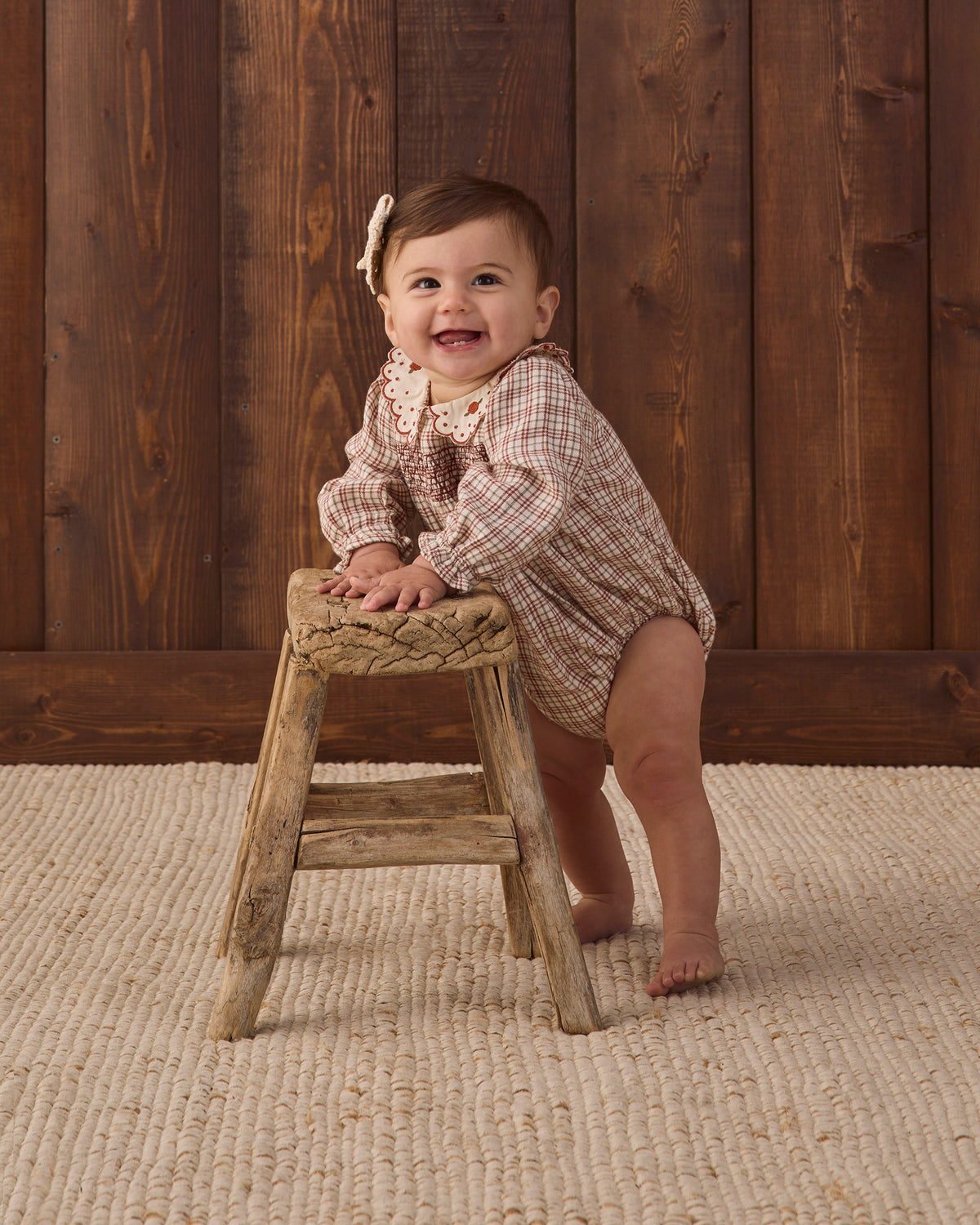 Quincy Mae Callie Romper - Christmas Plaid