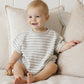 Quincy Mae Waffle Tee + Short Set - Sky Stripe
