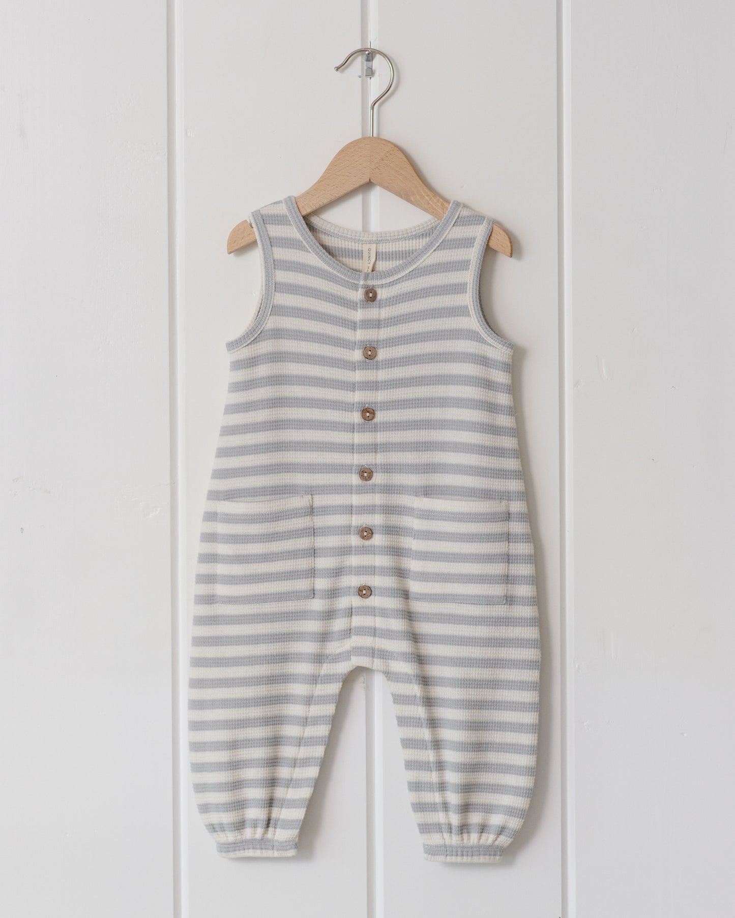 Quincy Mae Waffle Jumpsuit - Sky Stripe