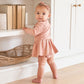 Toddler girl wearing Quincy Mae Pointelle Skirted Bodysuit - Rose