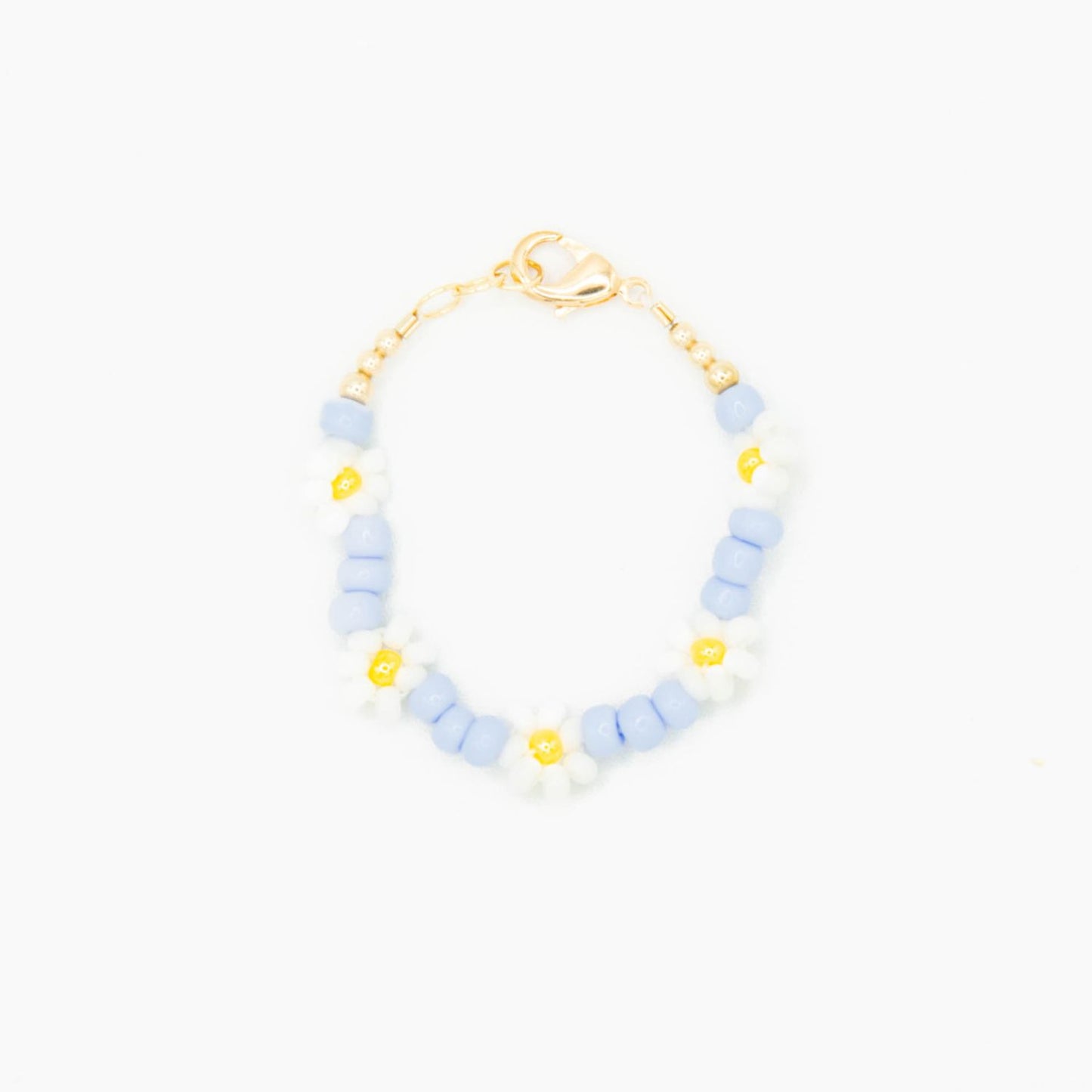 Quill and Goose 14K Gold Filled Floral Bracelet - White and Blue