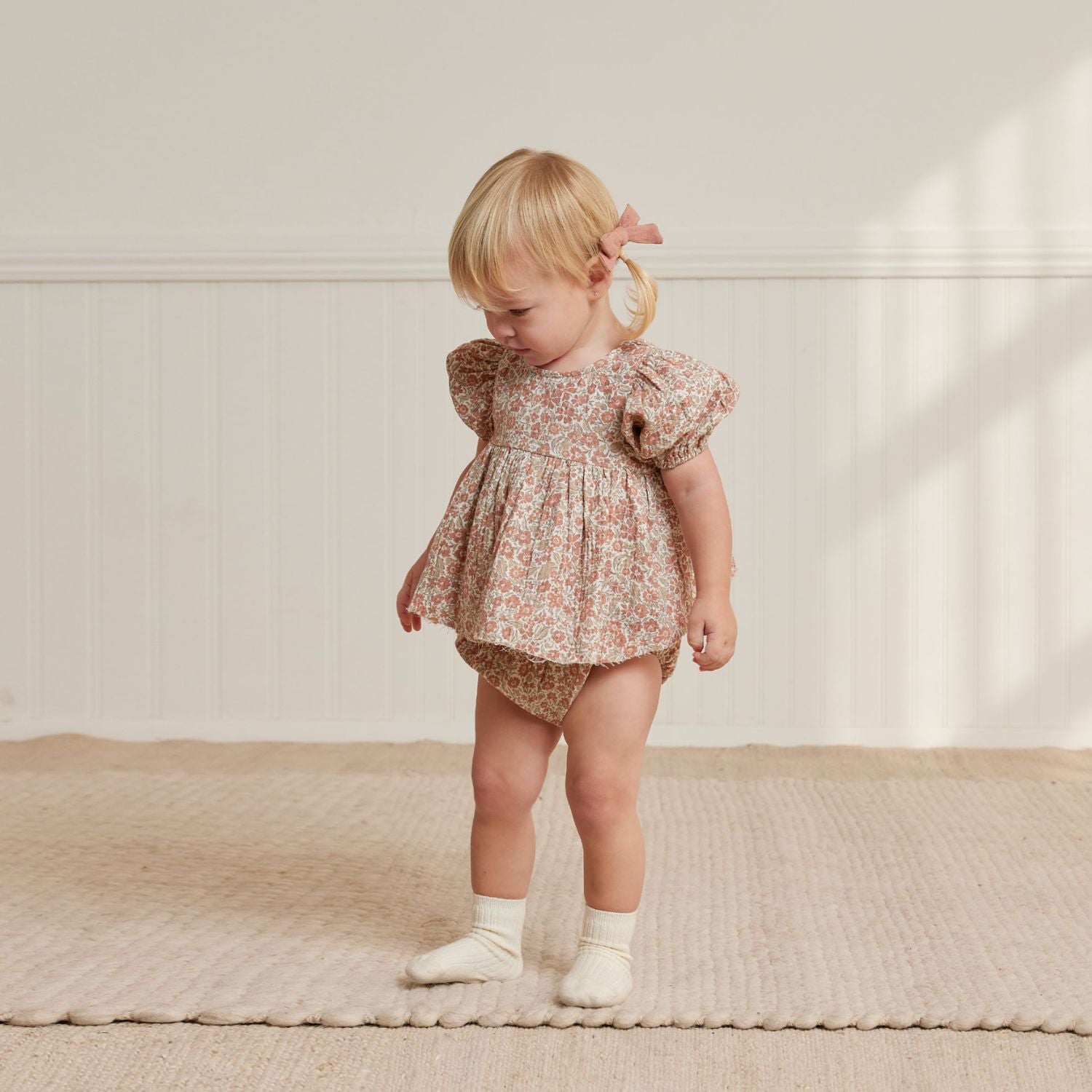 Little girl wearing Quincy Mae Francy Set - Rose Garden