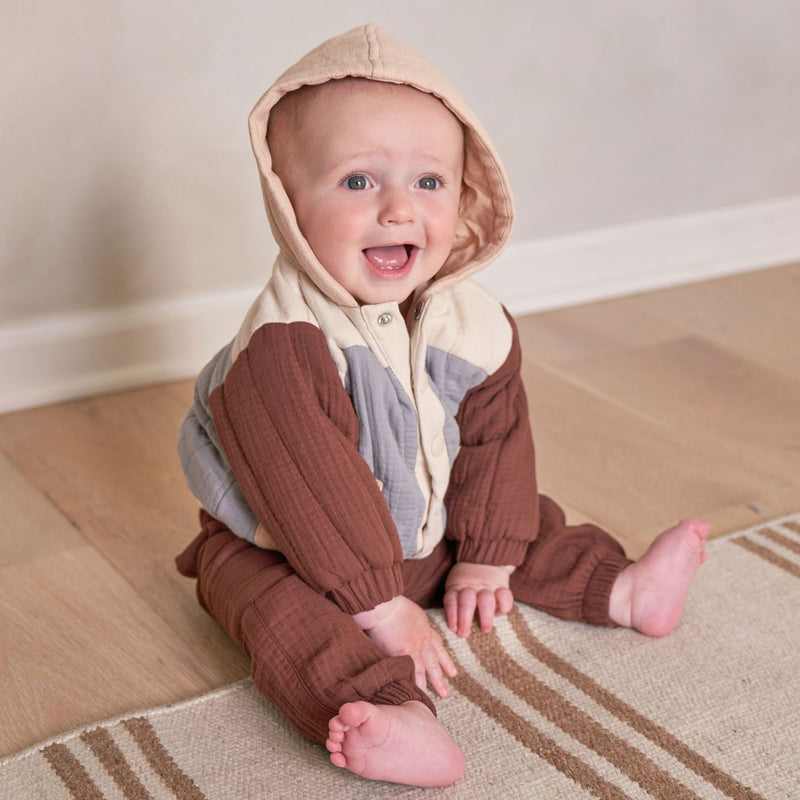 Baby wearing Quincy Mae Luca Pant - Plum