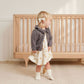 Little girl wearing Quincy Mae Ruffle Collar Cardigan - Navy Heathered