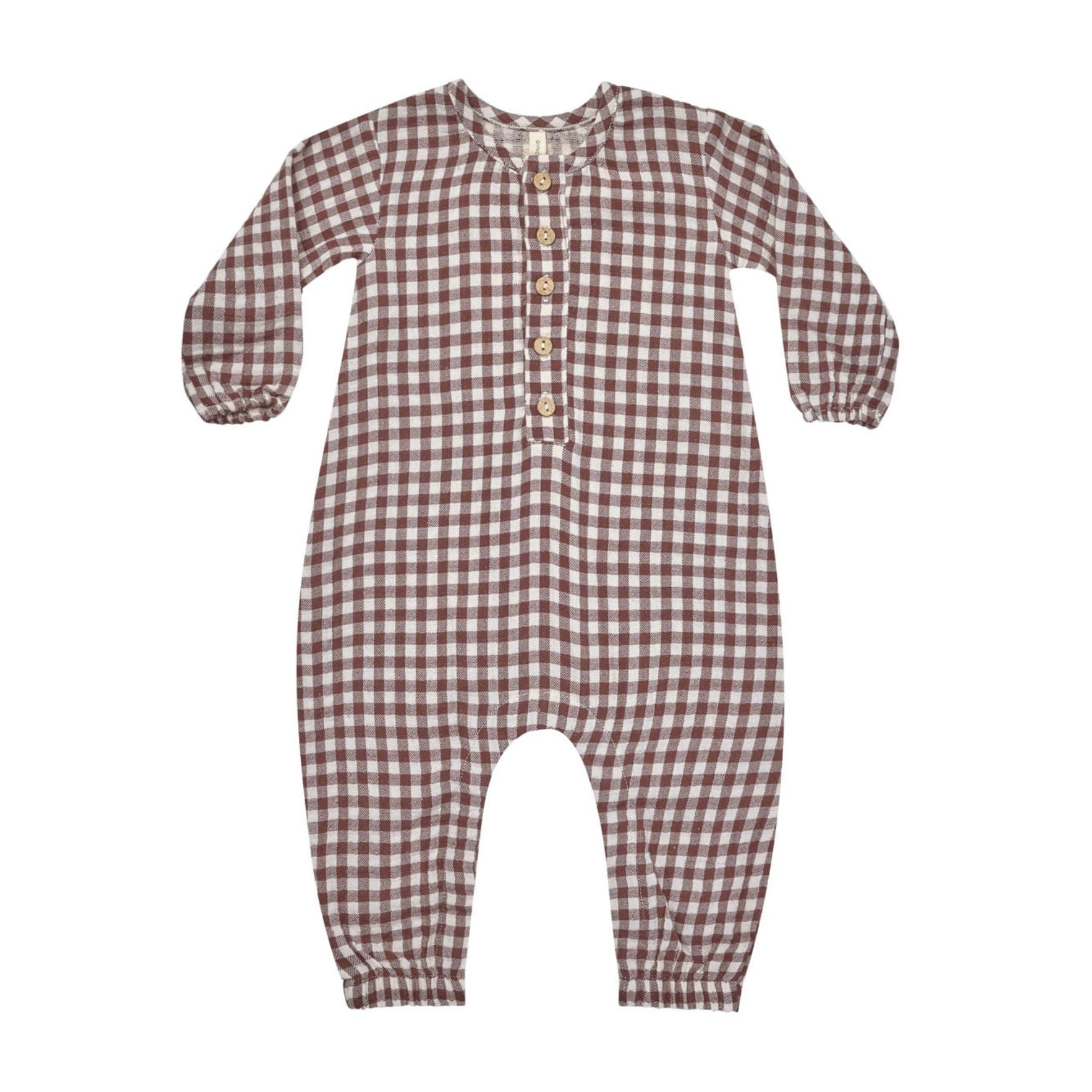 Quincy Mae Woven Jumpsuit - Plum Gingham