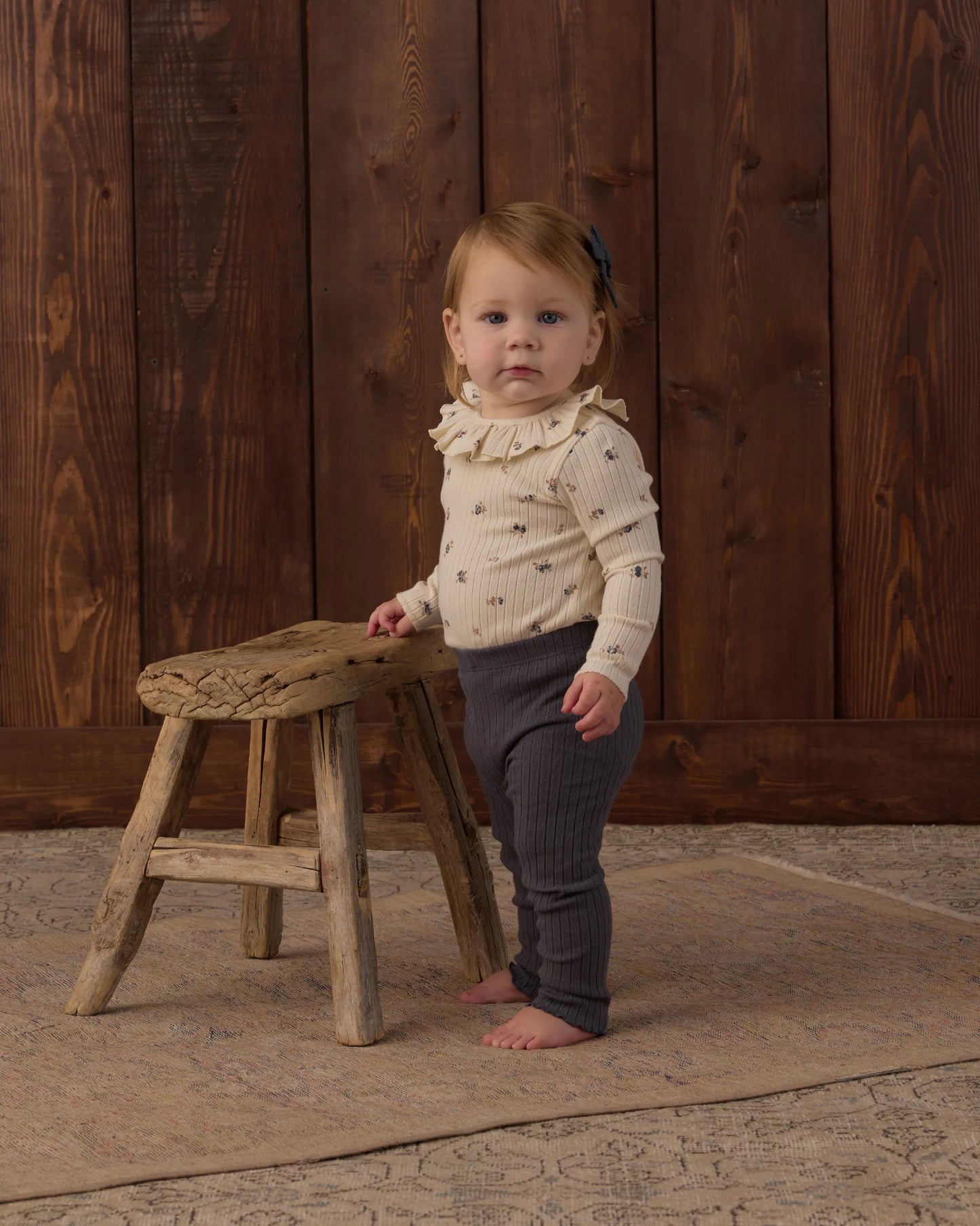 Rylee and Cru Ruffle Collar Bodysuit - Natural Ditsy