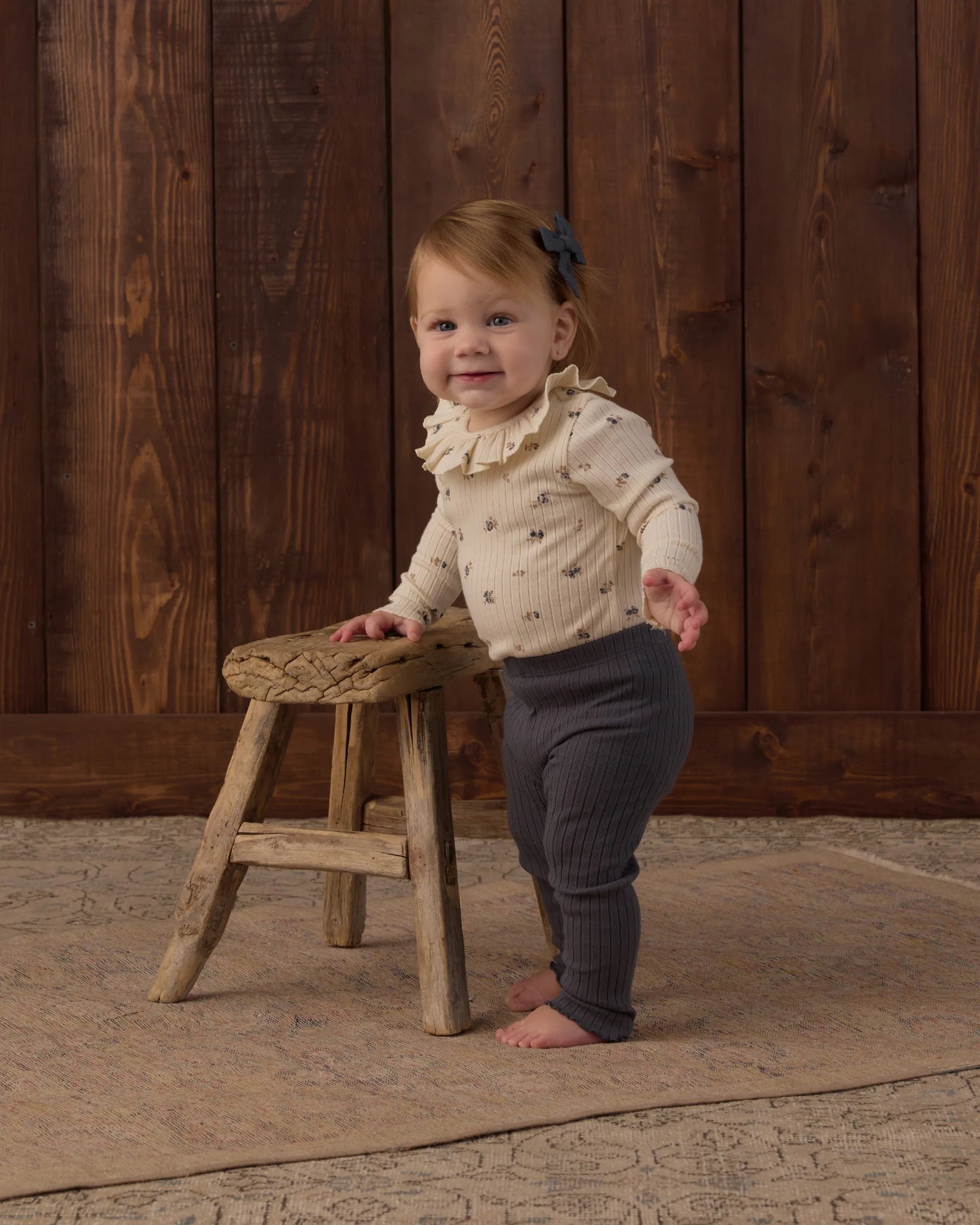 Rylee and Cru Ruffle Collar Bodysuit - Natural Ditsy
