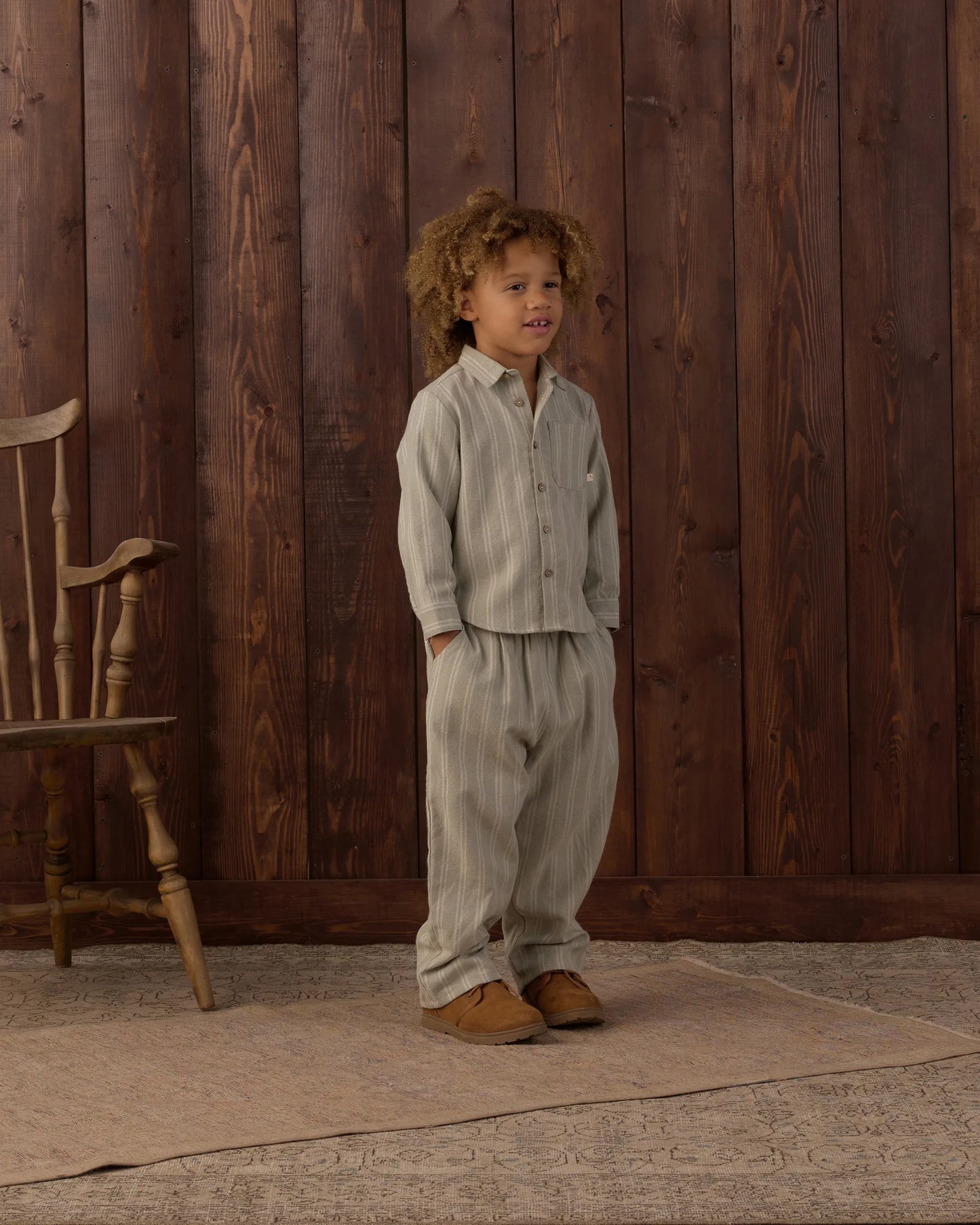 Rylee and Cru Palmer Pant - Sage Pinstripe