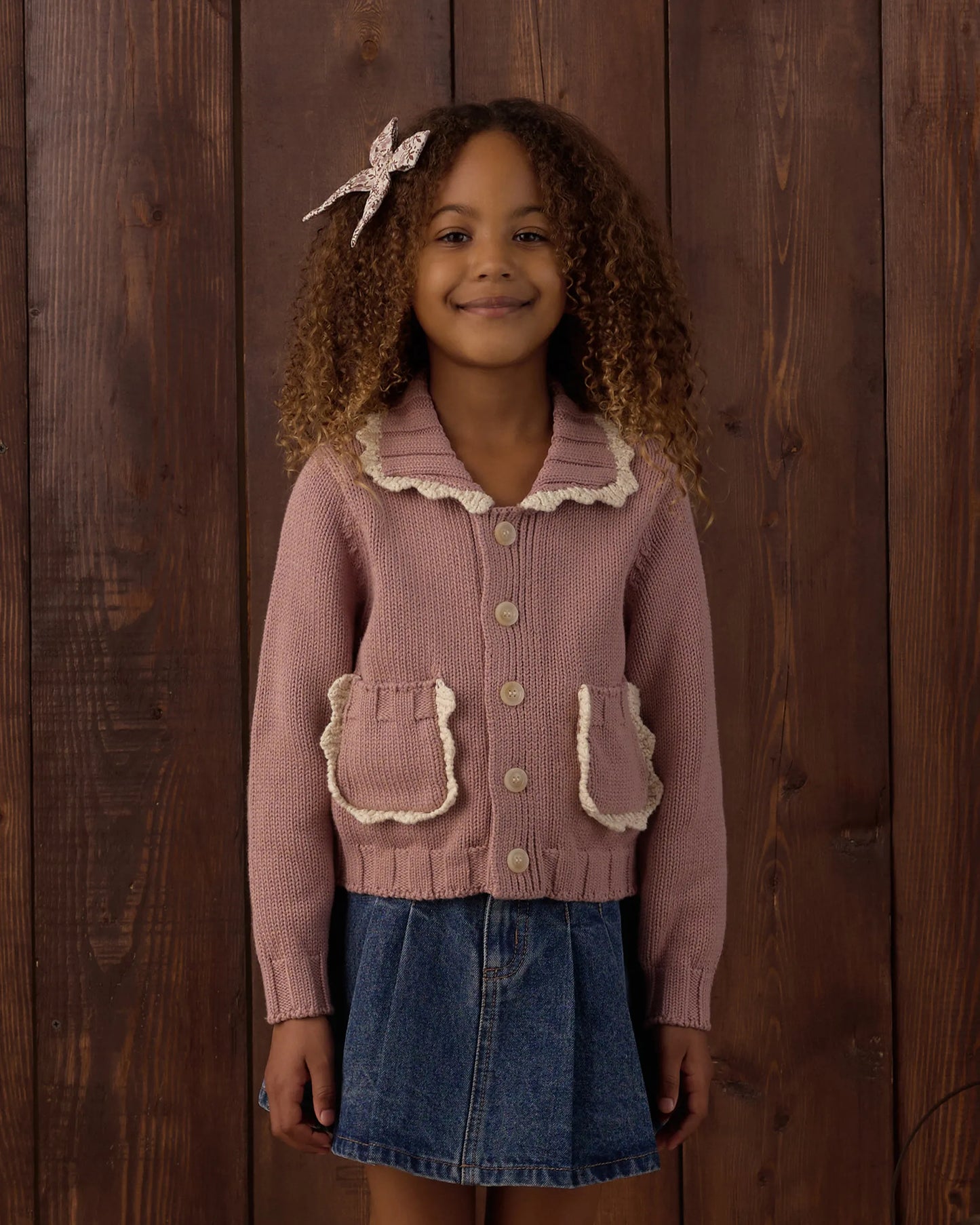Rylee and Cru Collared Cardigan - Rosewood