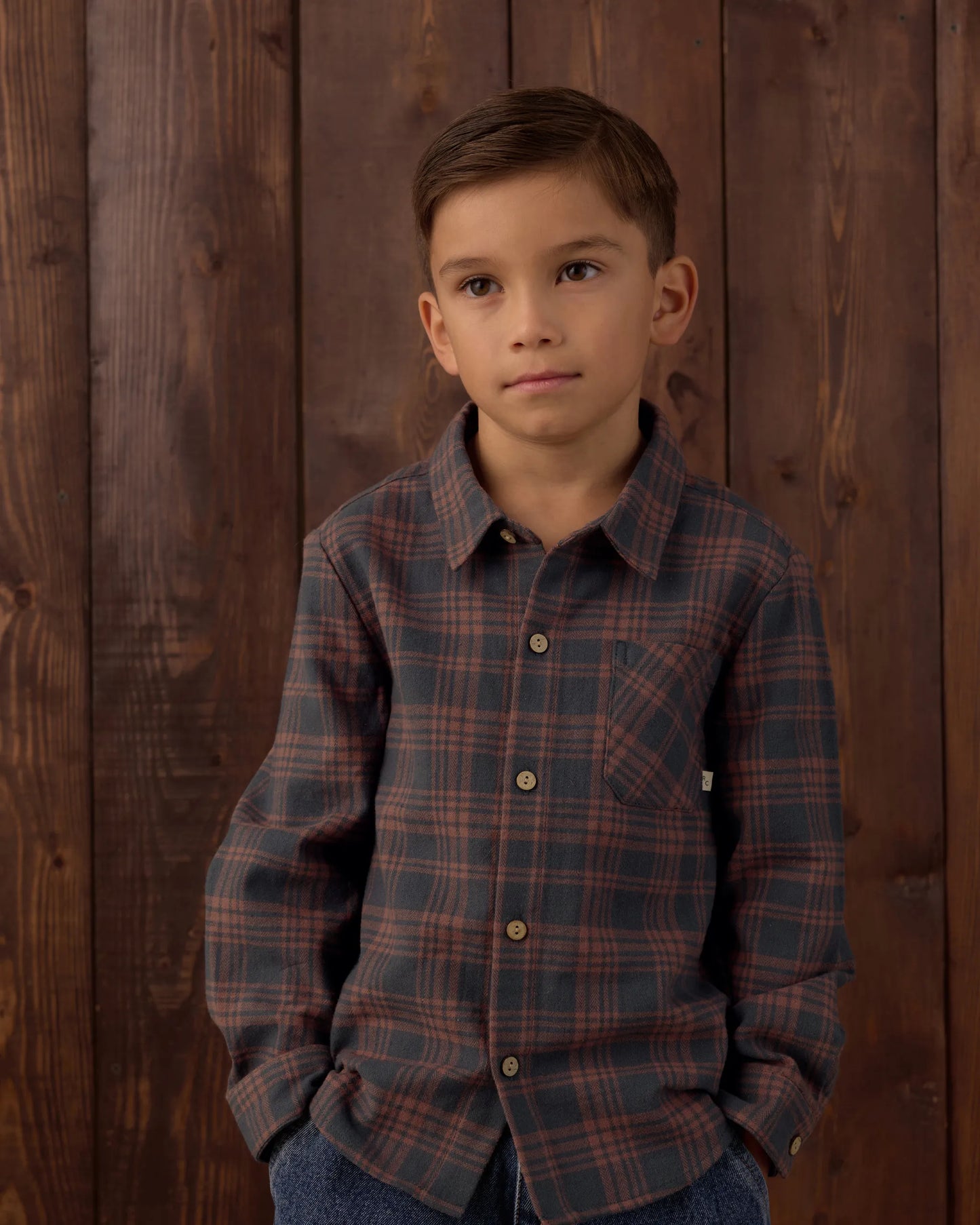 Rylee and Cru Collared Long Sleeve Shirt - Midnight Plaid