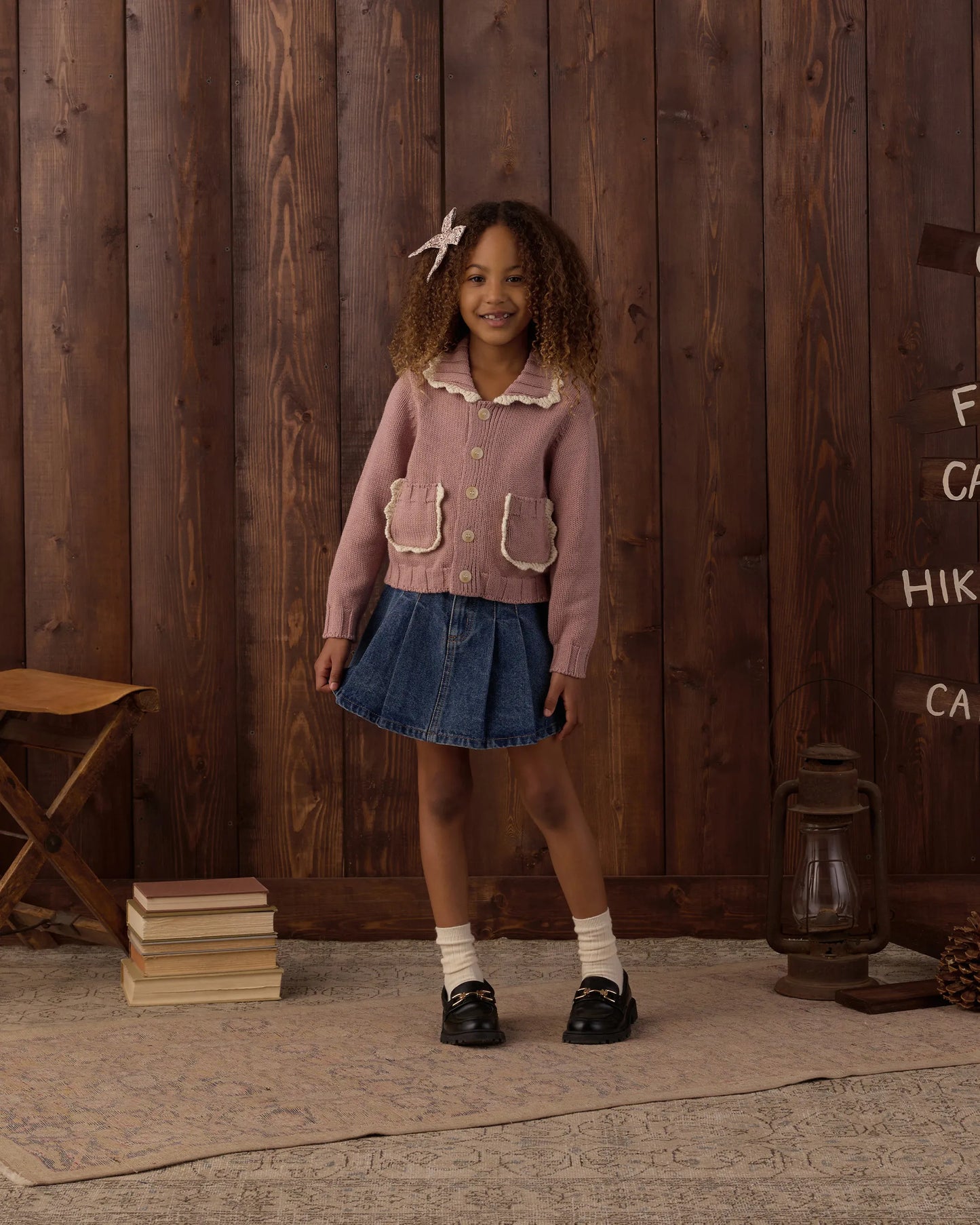 Rylee and Cru Collared Cardigan - Rosewood