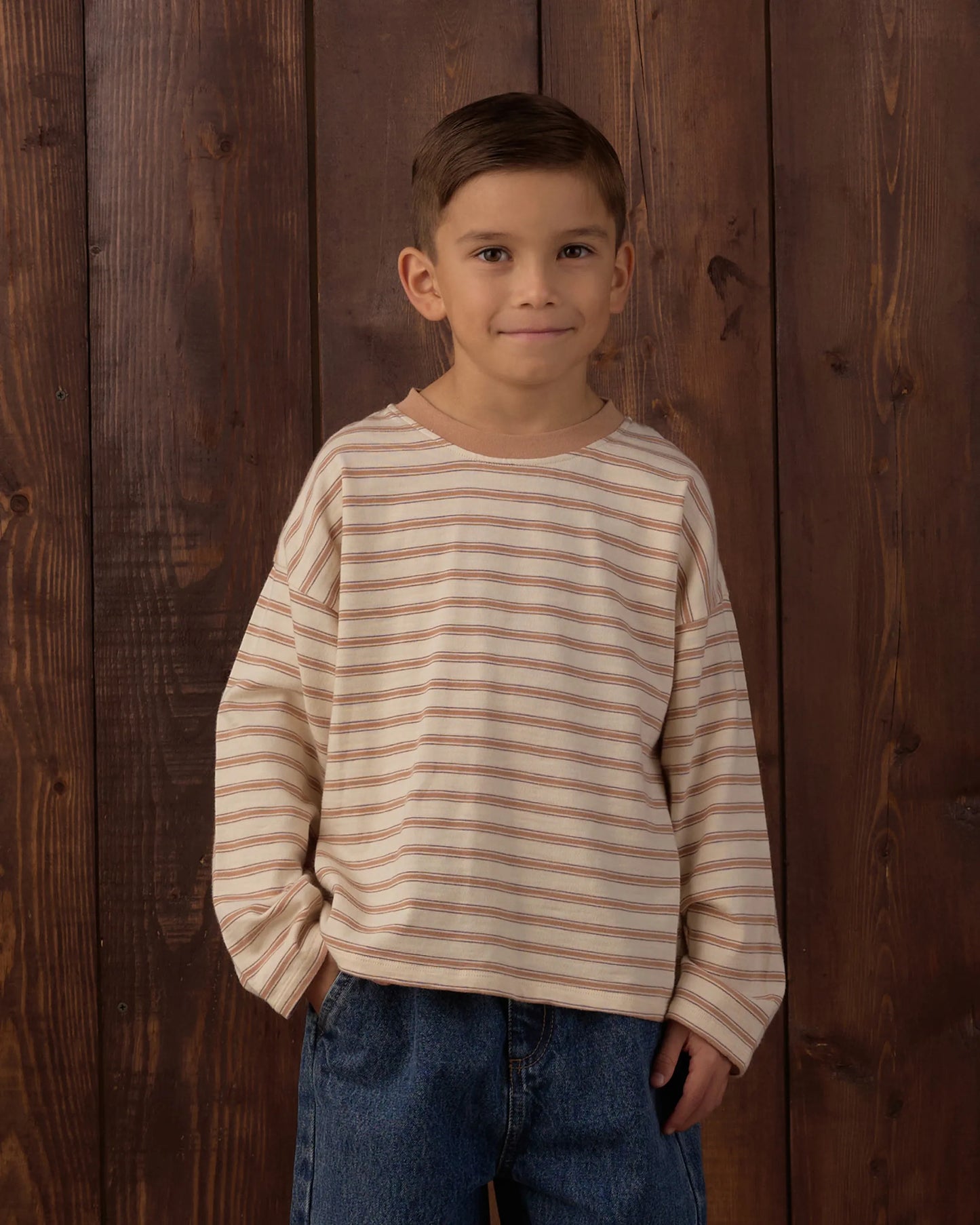 Rylee and Cru Camden Long Sleeve Tee - Fawn Stripe