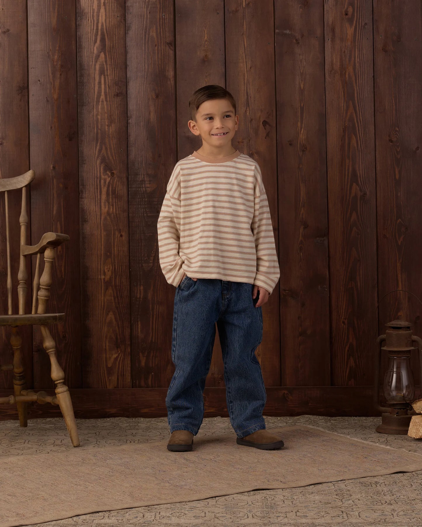 Rylee and Cru Camden Long Sleeve Tee - Fawn Stripe