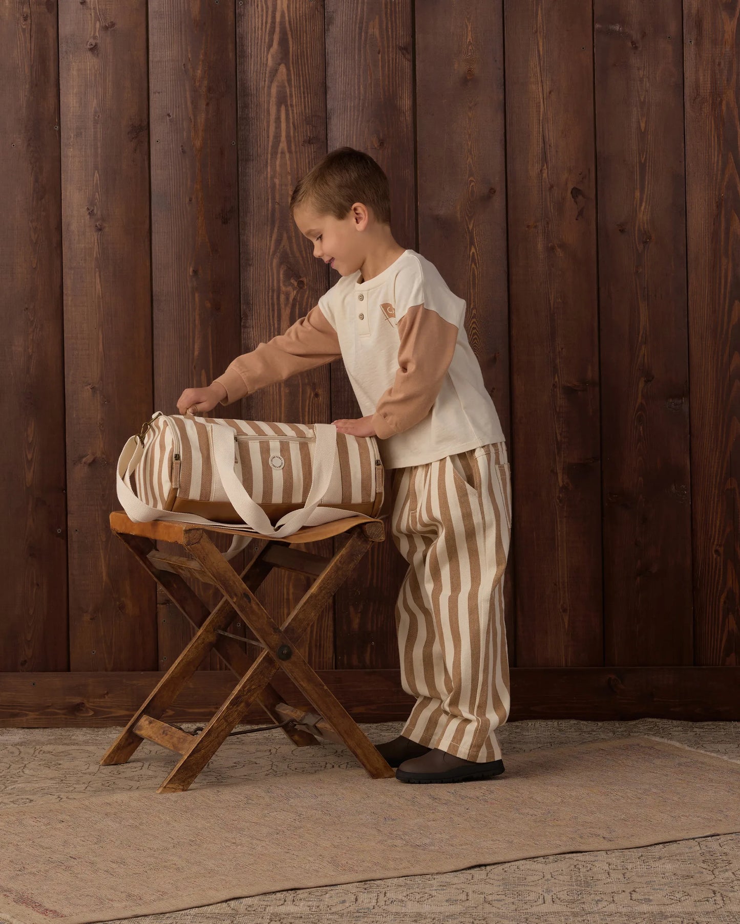 Rylee and Cru Baggy Pant - Fawn Pinstripe