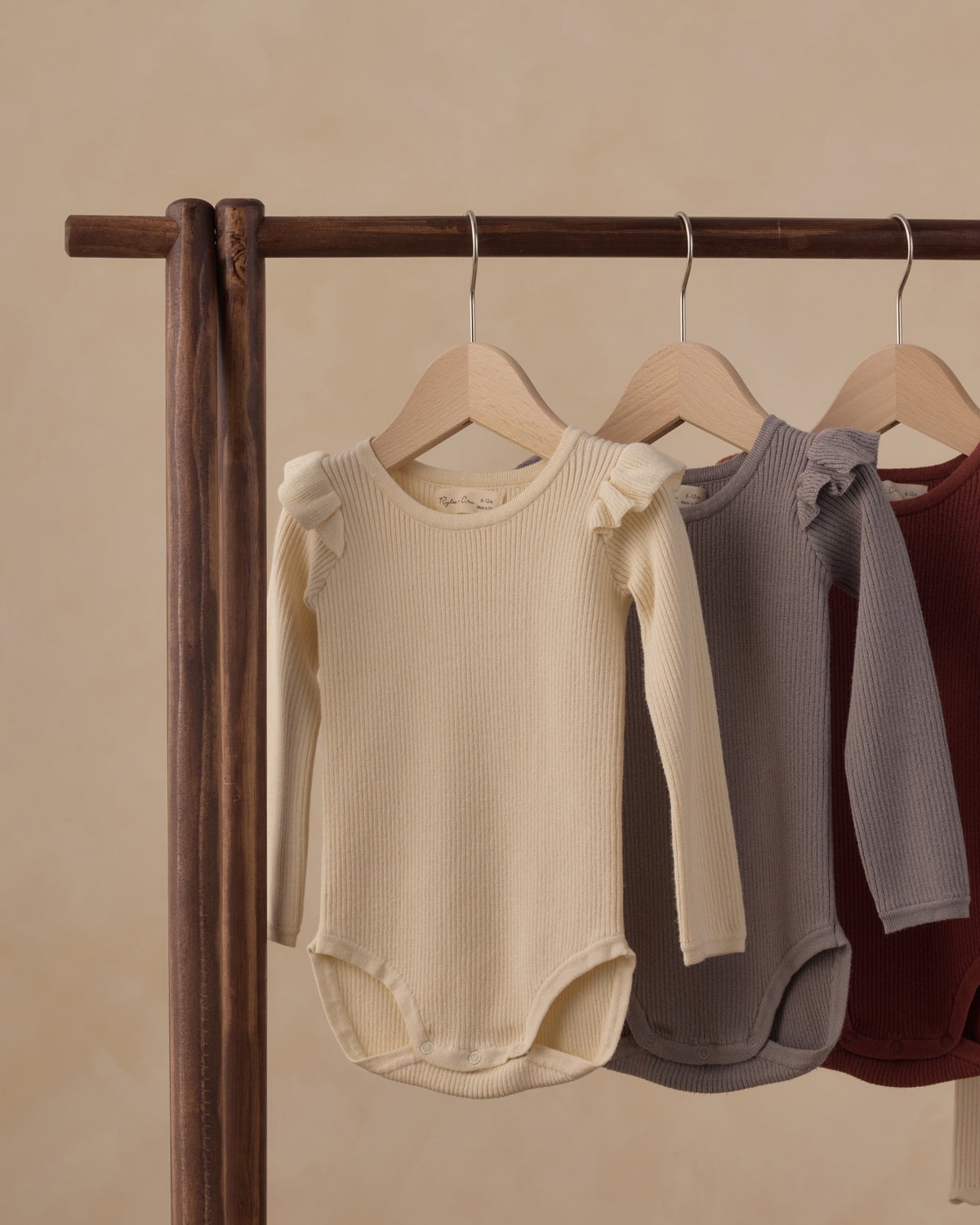 Rylee and Cru Shoulder Ruffle - Bodysuit Natural
