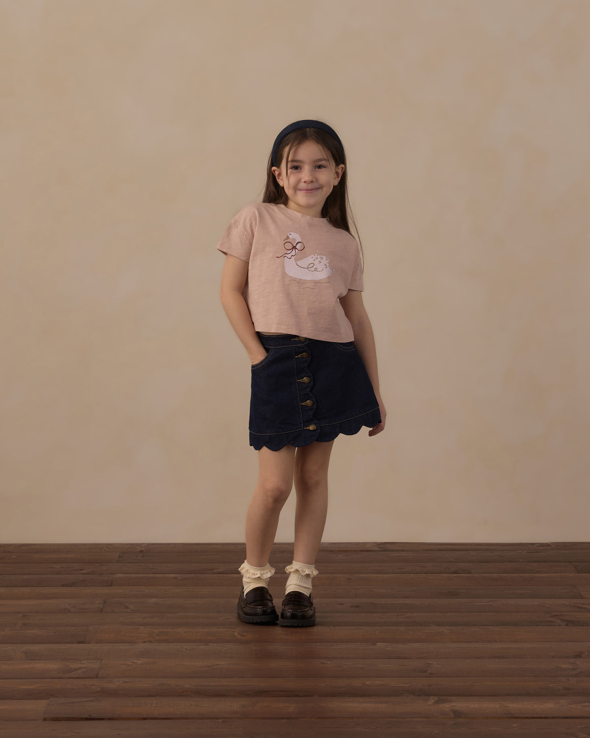 Rylee and Cru Scallop Mini - Skirt Dark Indigo