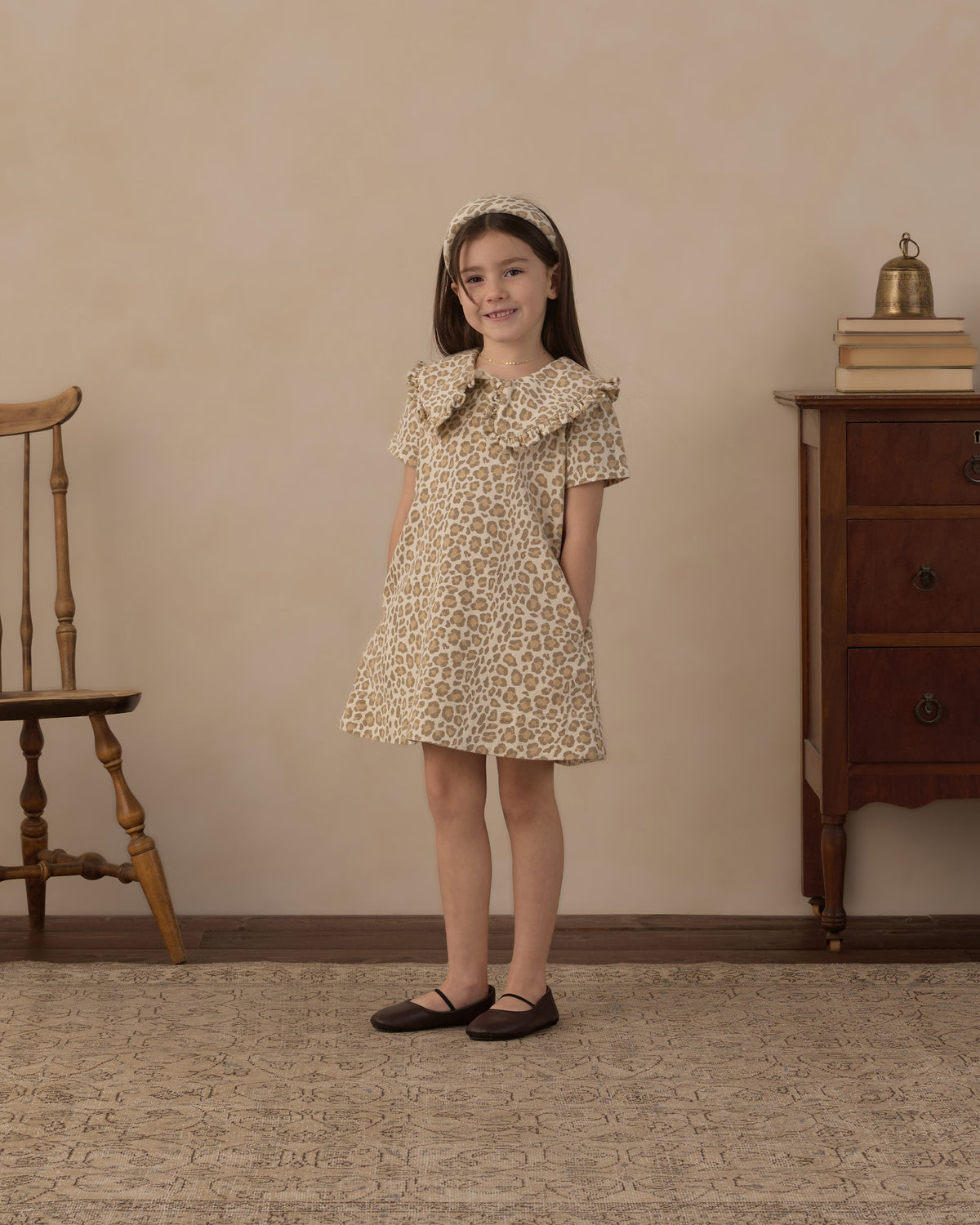 Rylee and Cru Collared Denim - Mini Dress Leopard