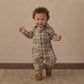 Rylee and Cru Collared Baby Jumpsuit - Olive Dobby Plaid