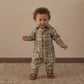 Rylee and Cru Collared Baby Jumpsuit - Olive Dobby Plaid