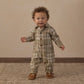 Rylee and Cru Collared Baby Jumpsuit - Olive Dobby Plaid
