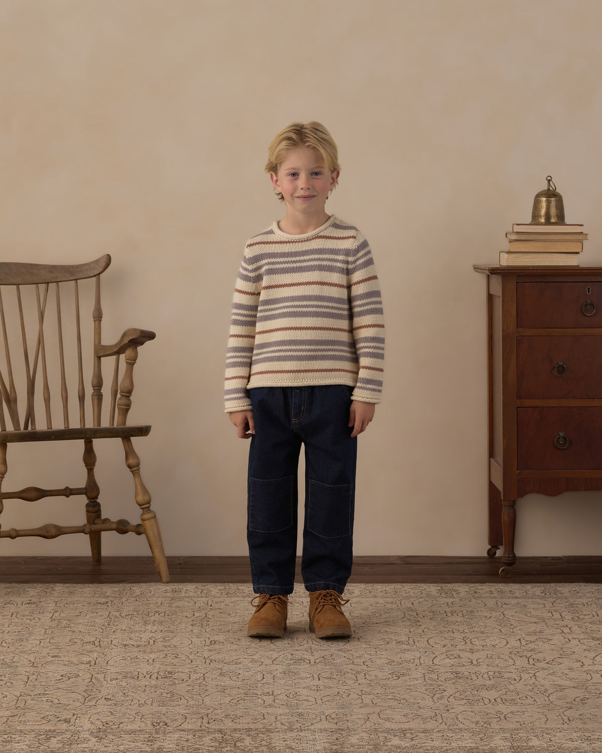 Rylee and Cru Jacques Sweater - Dusty Blue Stripe