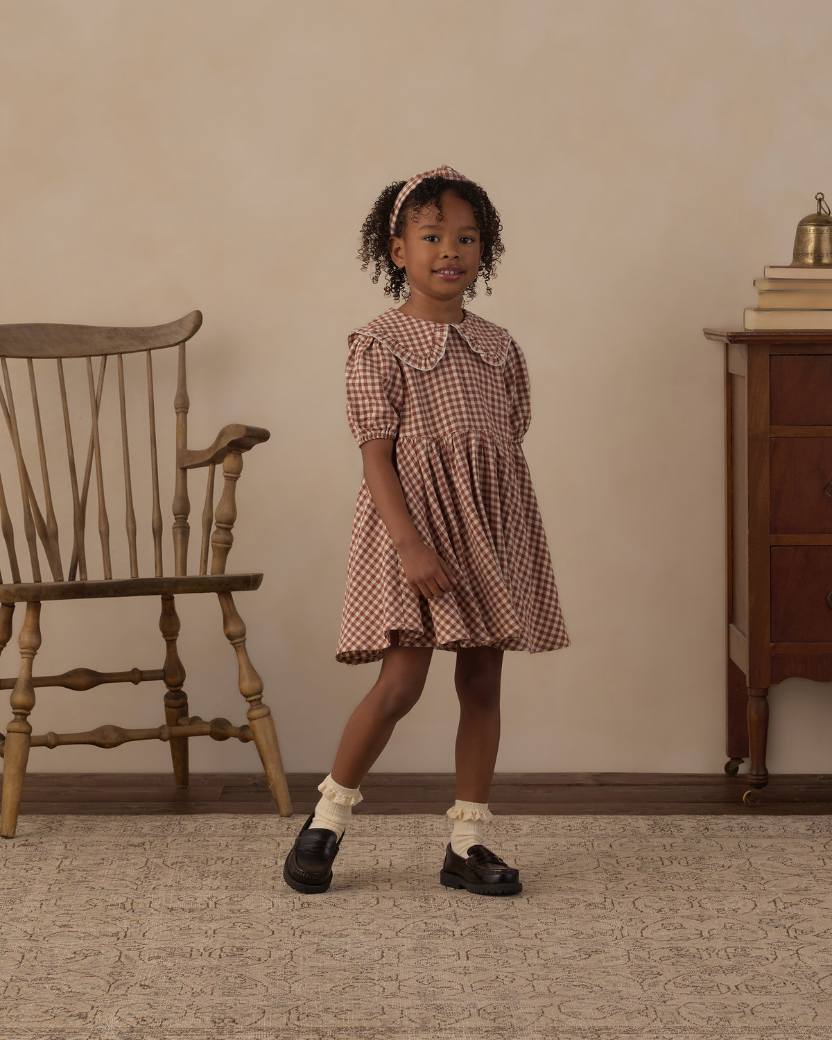 Rylee and Cru Camille Dress - Brick Check