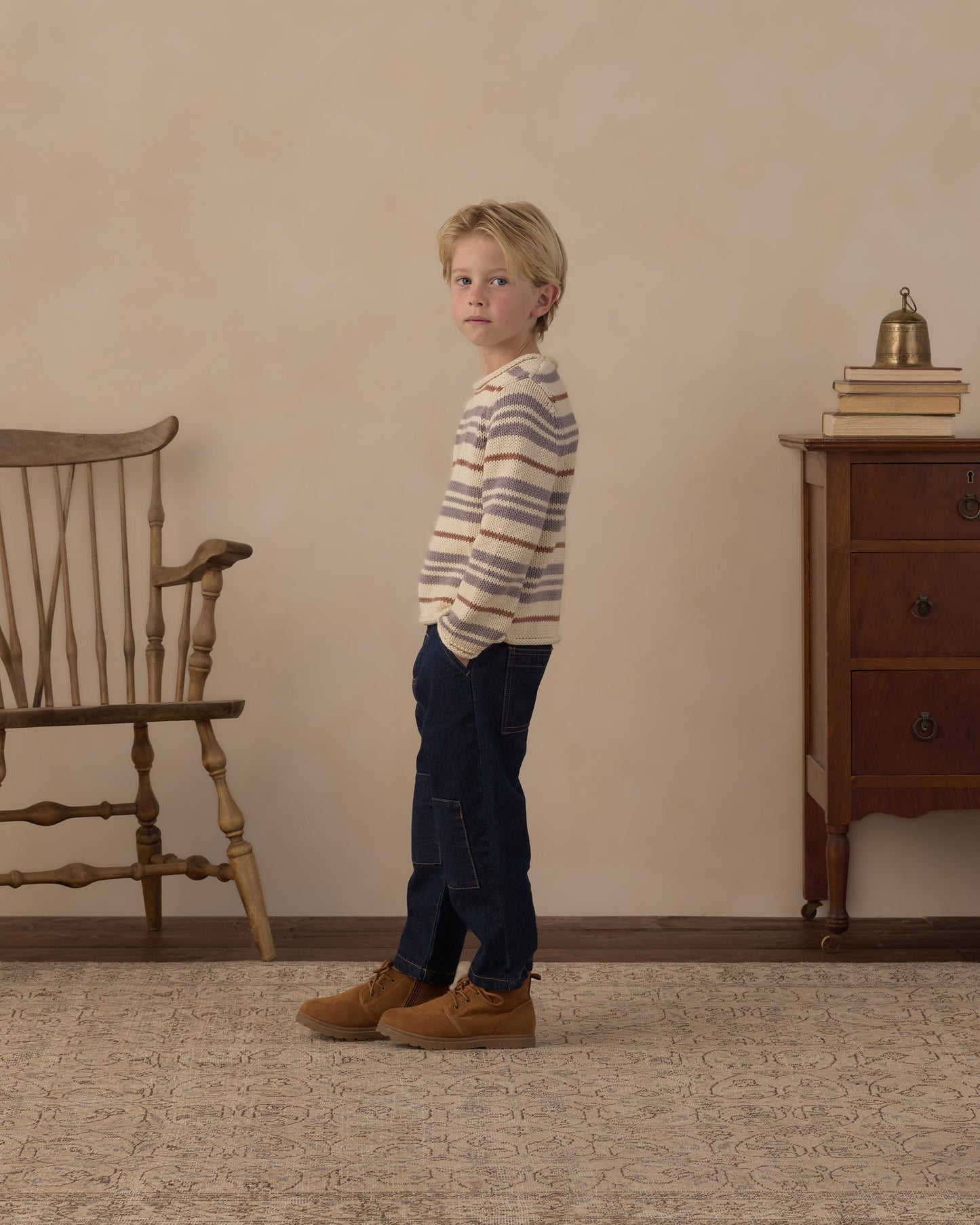 Rylee and Cru Jacques Sweater - Dusty Blue Stripe