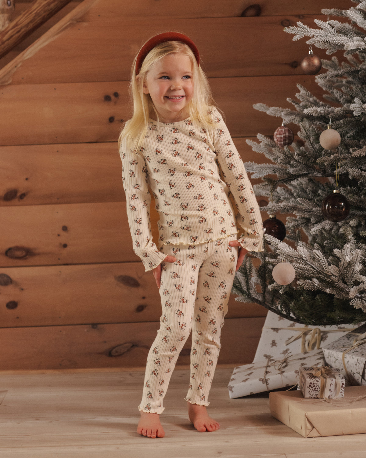 Rylee and Cru Ribbed Long Sleeve Top - Ruby Bloom