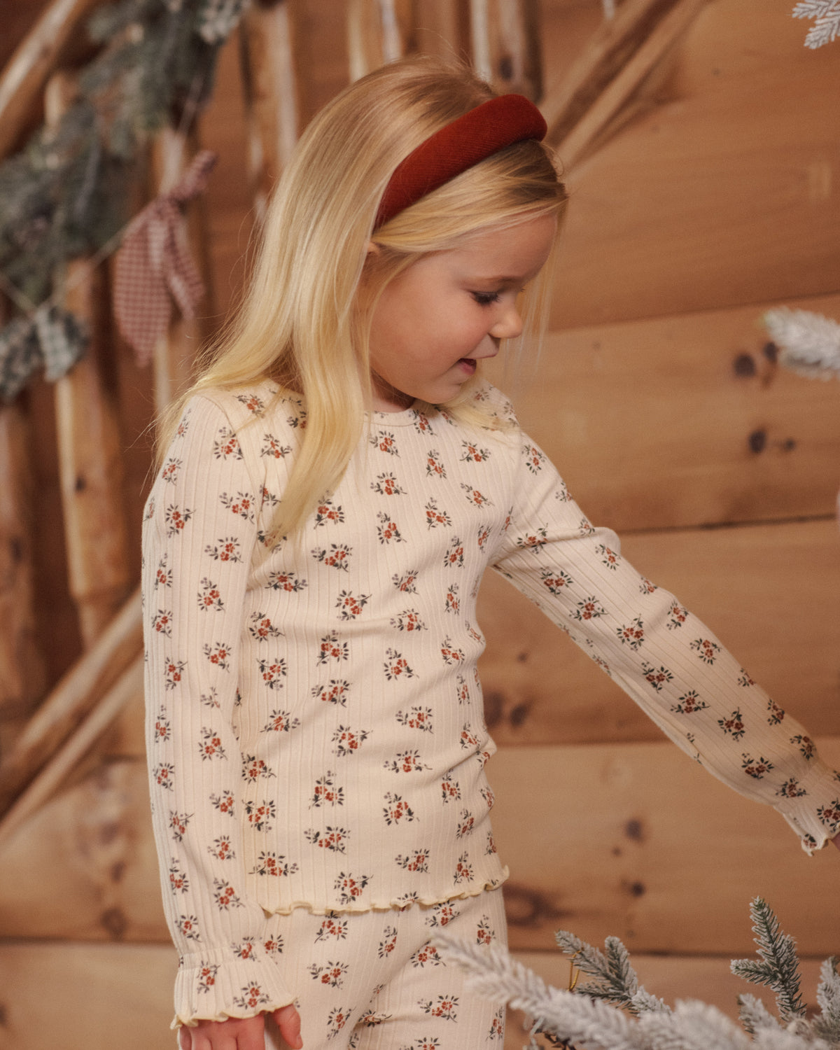Rylee and Cru Ribbed Long Sleeve Top - Ruby Bloom
