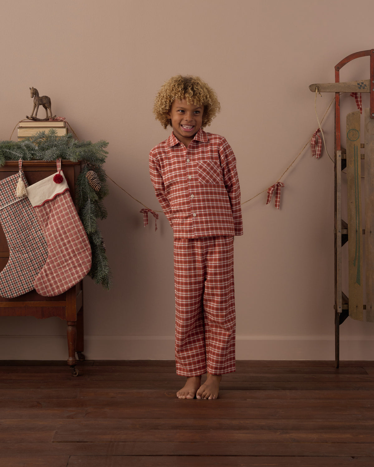 Rylee and Cru Long Sleeve Pajamas - Ruby Plaid