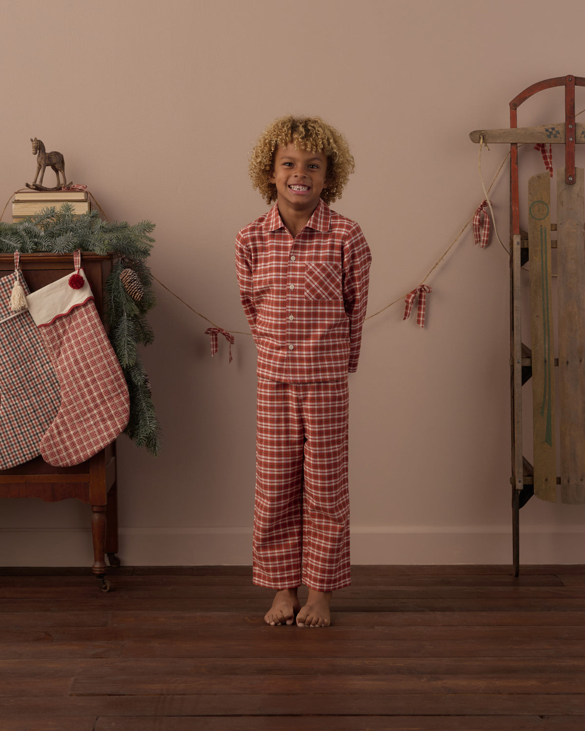 Rylee and Cru Long Sleeve Pajamas - Ruby Plaid