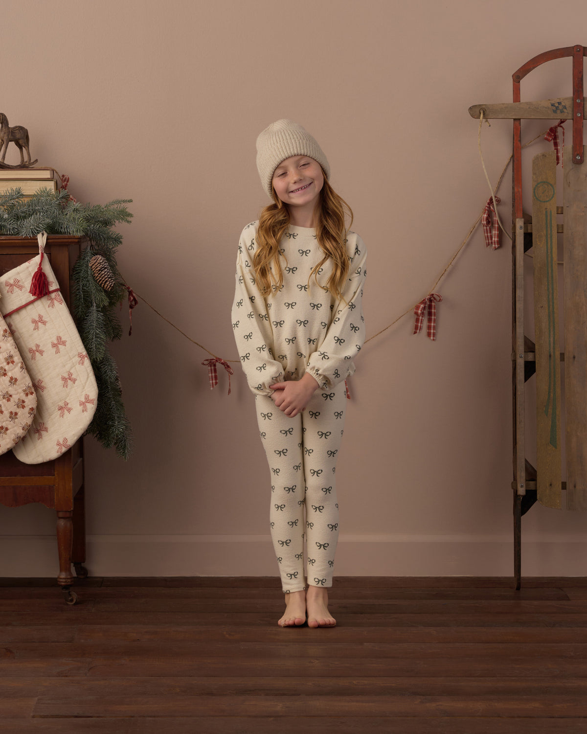 Rylee and Cru Spongey Knit Set - Evergreen Bows
