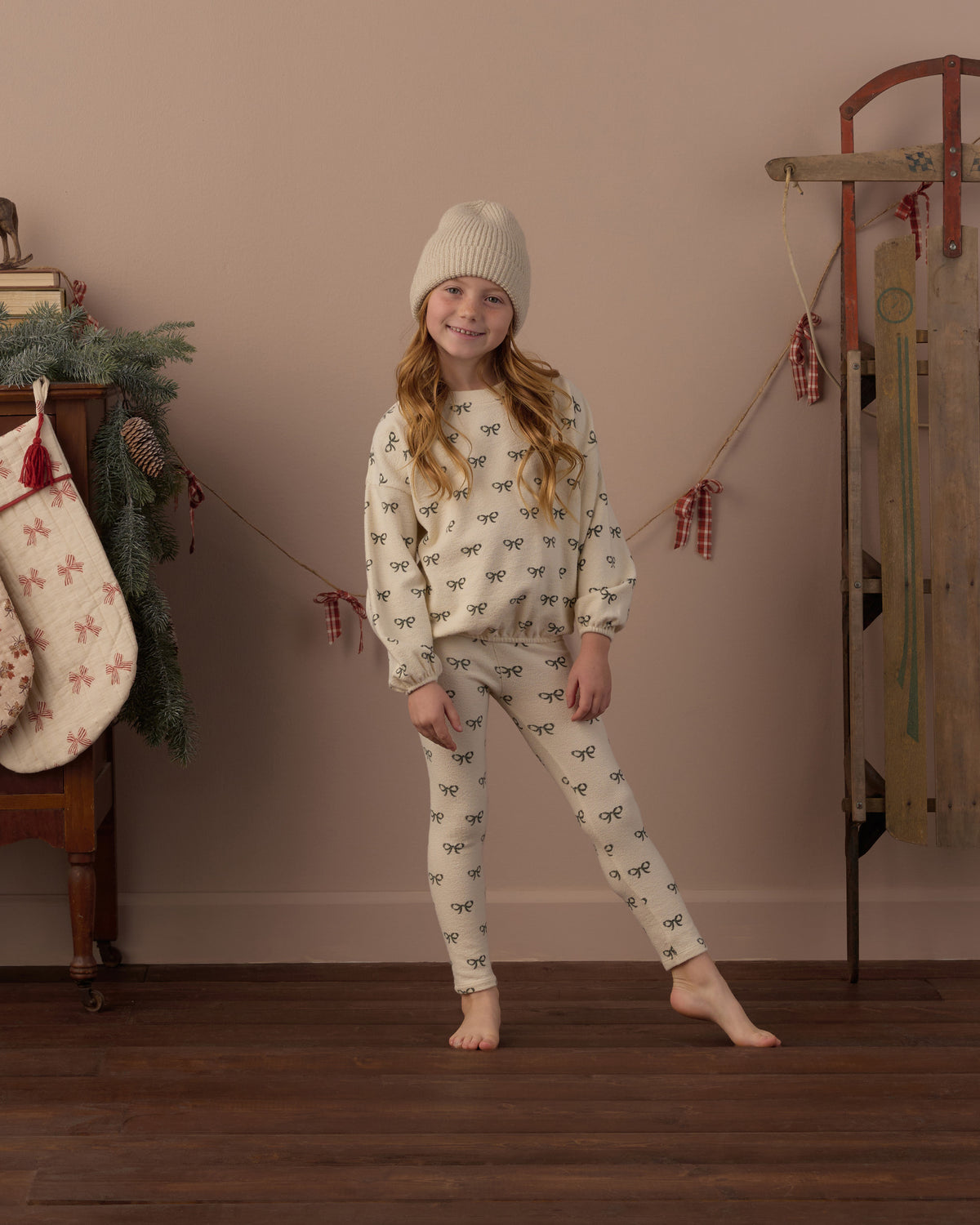 Rylee and Cru Spongey Knit Set - Evergreen Bows