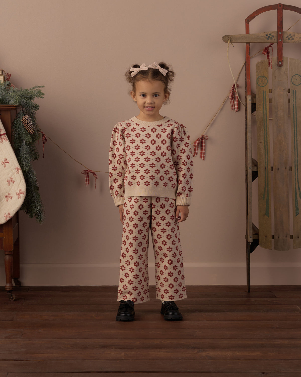 Rylee and Cru Jacquard Knit Set - Poinsettia