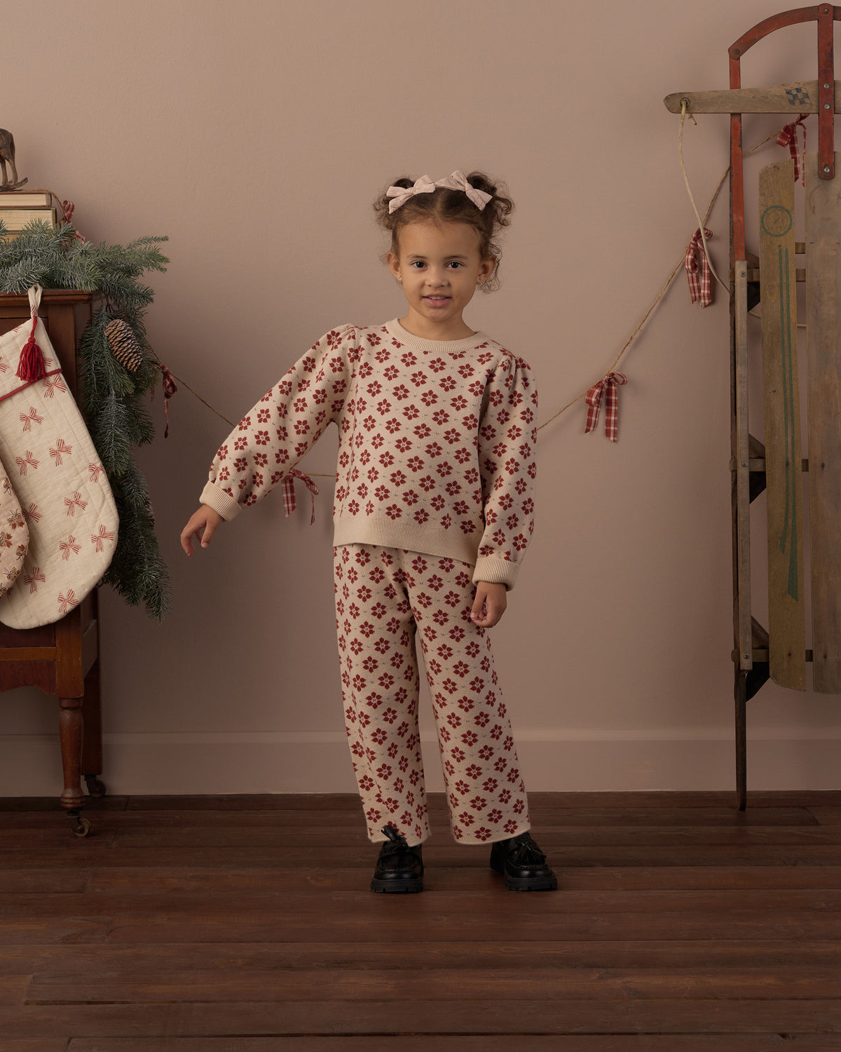 Rylee and Cru Jacquard Knit Set - Poinsettia