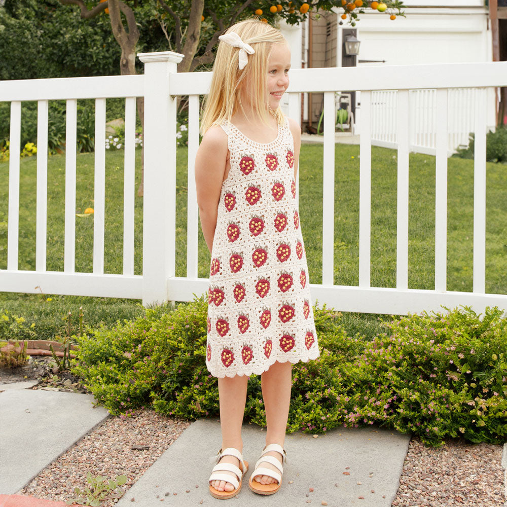 Rylee and Cru Crochet Tank Mini Dress - Strawberry Pattern - Ivory