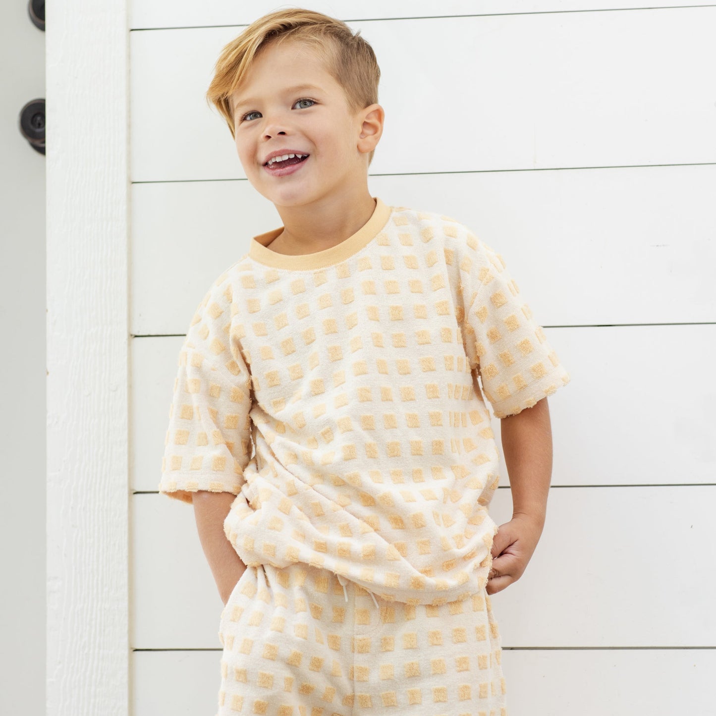 Rylee and Cru Relaxed Tee - Butterscotch Grid