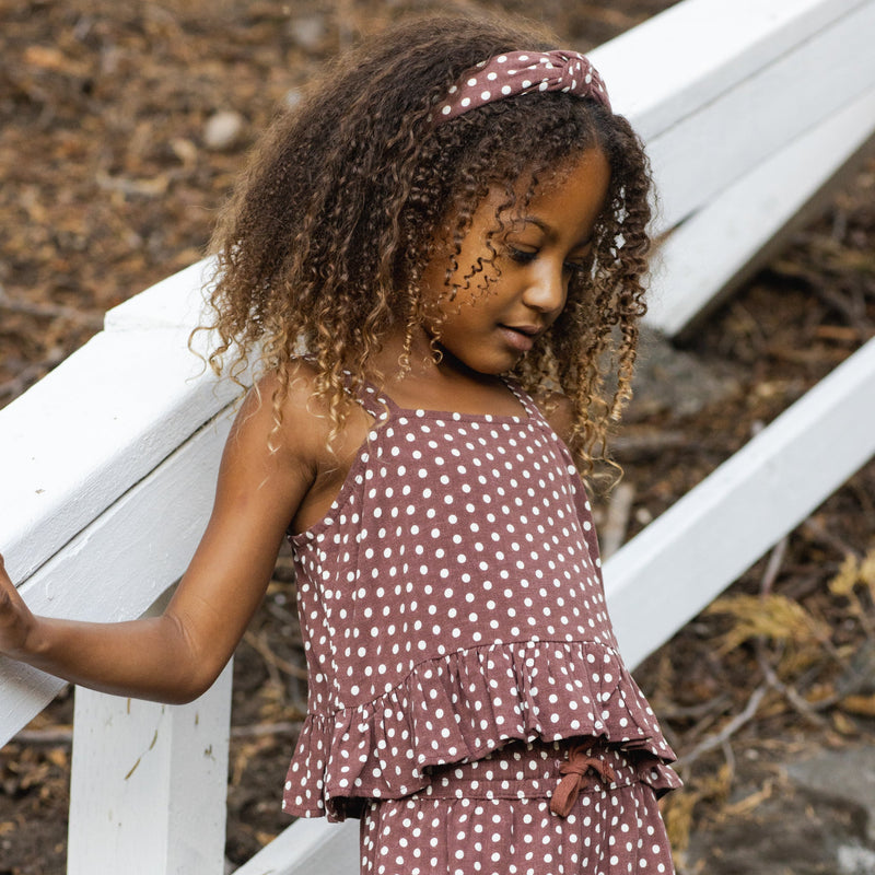 chocolate brown toddler dress Rylee and Cru Kayli Set - Chocolate Polka Dot