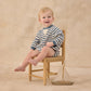 Rylee and Cru Crewneck Romper - Marine Stripe