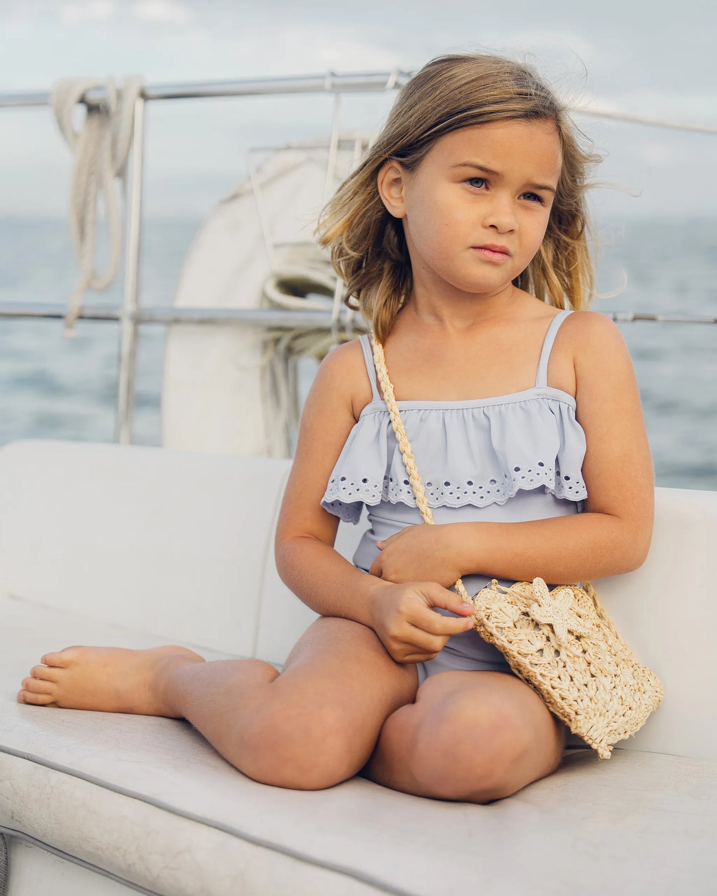 Rylee and Cru Off-The-Shoulder One-Piece - Periwinkle