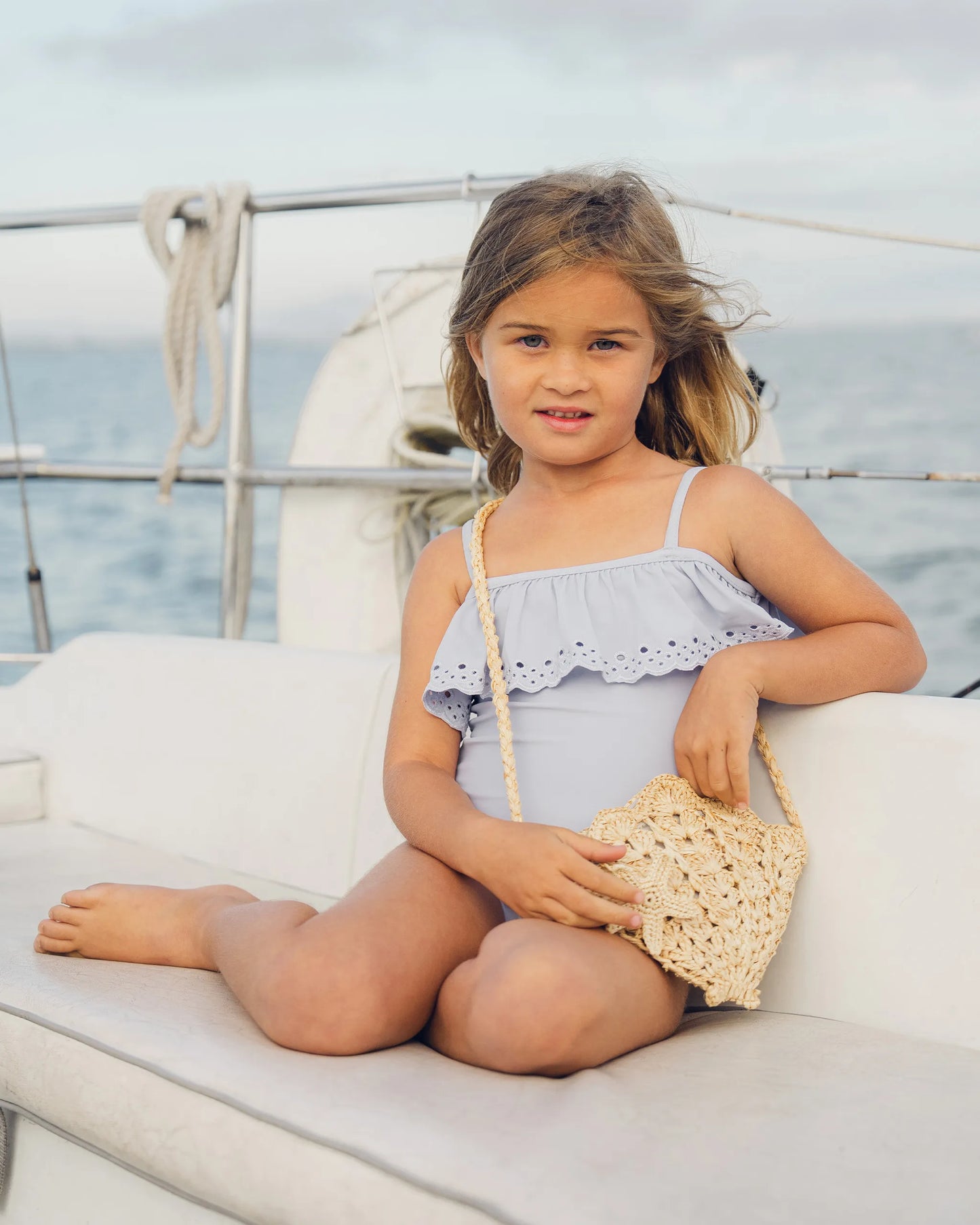 Rylee and Cru Off-The-Shoulder One-Piece - Periwinkle