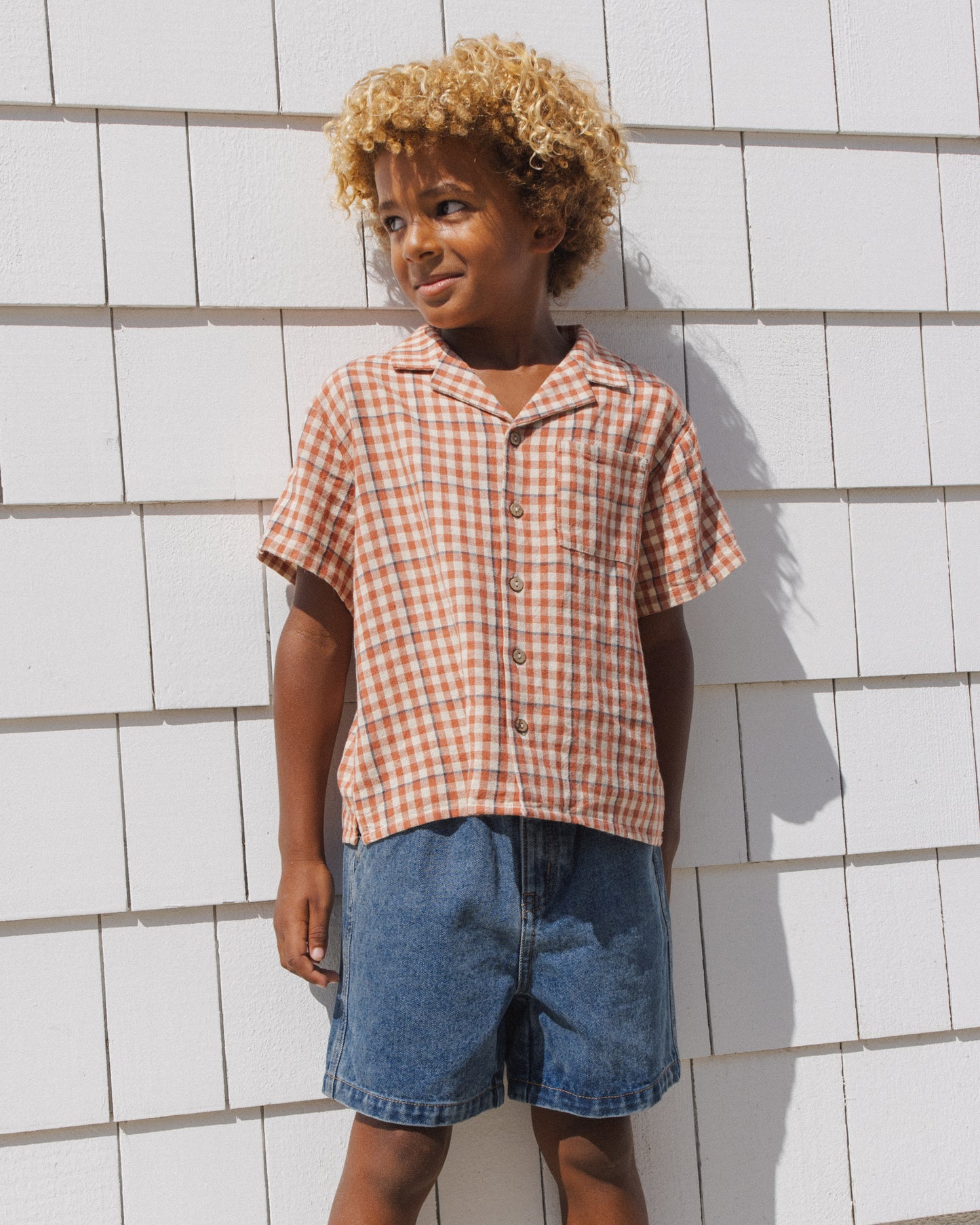 Rylee and Cru Lapel Collar Shirt - Poppy Gingham